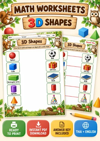 3D Shapes - Match Shapes to Objects