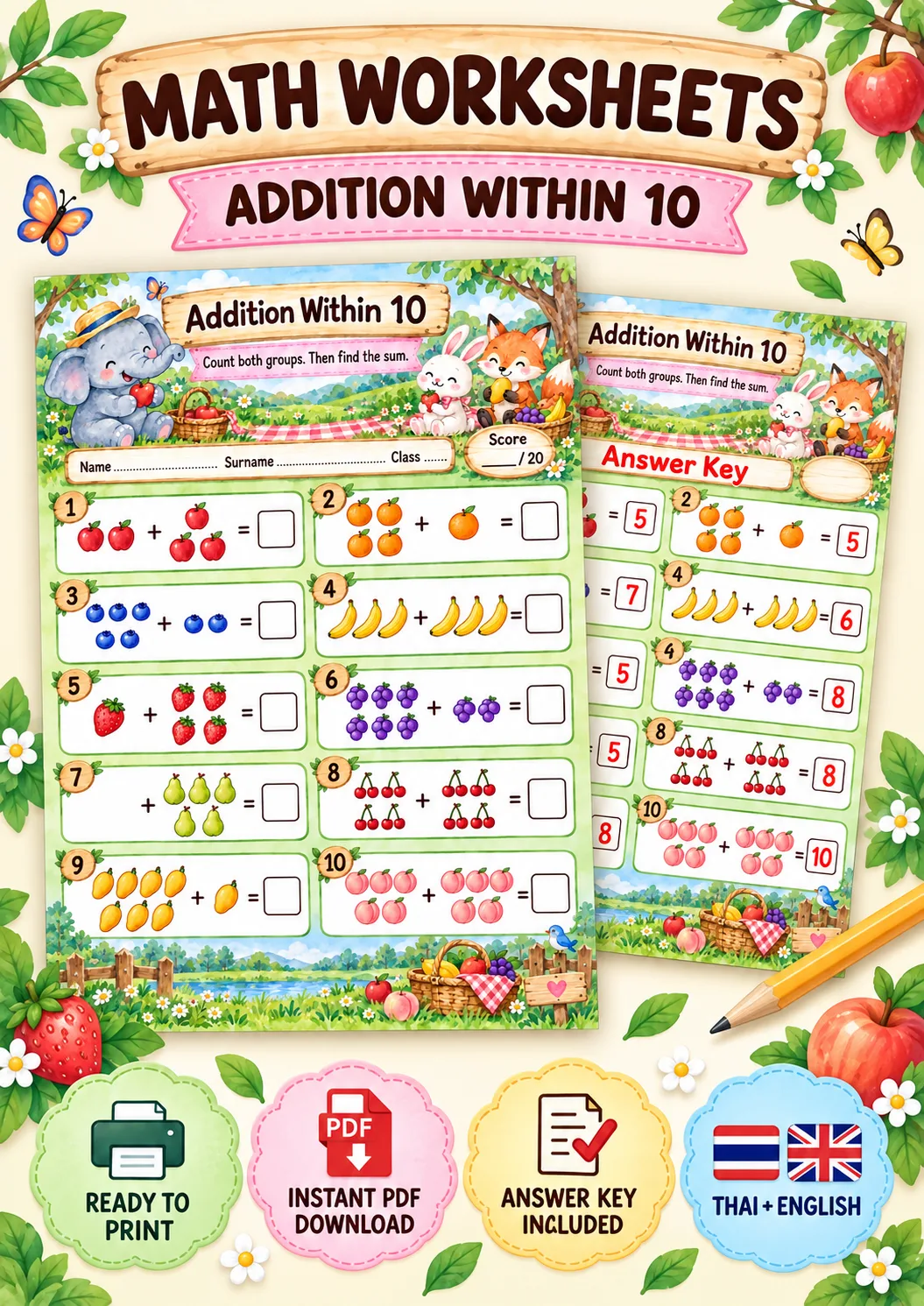 Cover artwork for Addition Within 10 - Count and Add, Grades 1-3
