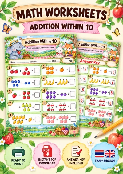 Addition Within 10 - Count and Add