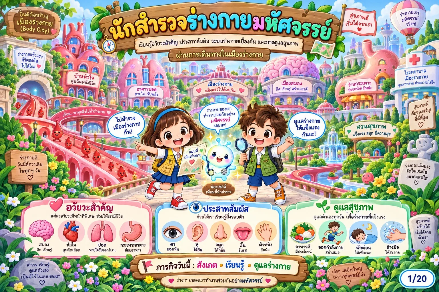 รูปหน้าปกของ สื่อการสอนวิทยาศาสตร์ นักสำรวจร่างกายมหัศจรรย์ ระดับ ป.1-ป.3