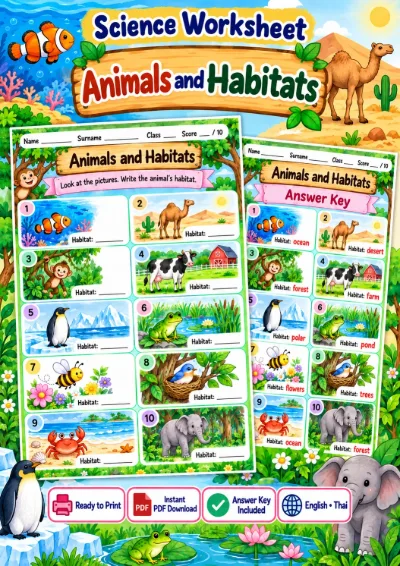 Animals and Habitats - Write the Habitat