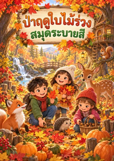 สมุดระบายสีป่าฤดูใบไม้ร่วง 30 หน้า