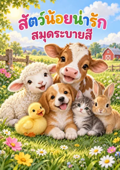 สมุดระบายสีสัตว์น้อยน่ารัก 30 หน้า