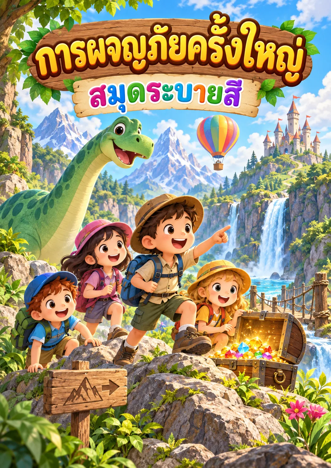 รูปหน้าปกของ สมุดระบายสีการผจญภัยครั้งใหญ่ 50 หน้า ระดับ ป.1-ป.3