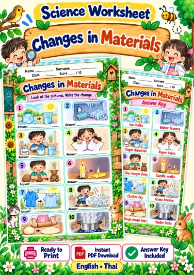 Changes in Materials - Write the Change