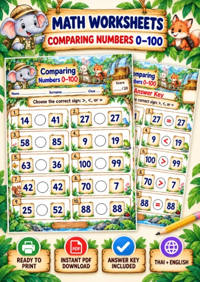 Comparing Numbers - Choose the Sign