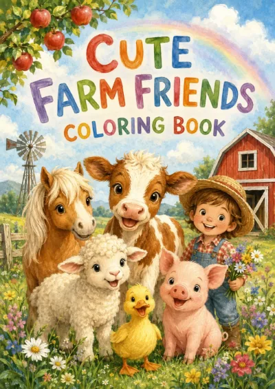 Cute Farm Friends - Colouring Book (30 pages)