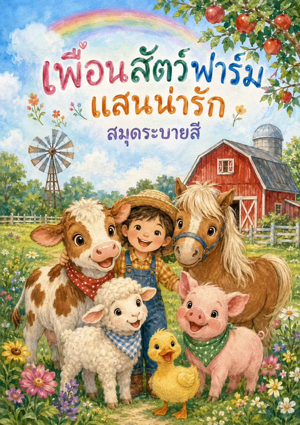 รูปหน้าปกของ สมุดระบายสีเพื่อนสัตว์ฟาร์มแสนน่ารัก 30 หน้า ระดับ ป.1-ป.3