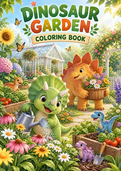 Dinosaur Garden - Colouring Book (30 pages)