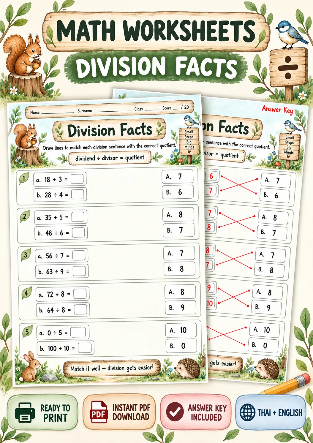 Cover artwork for Division Facts - Match the Quotients, Grades 1-3