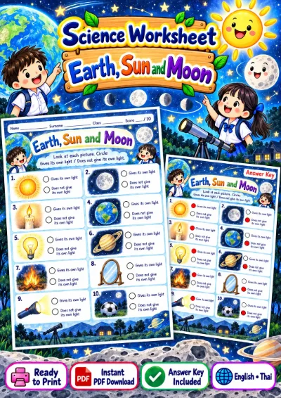 Earth, Sun and Moon - Circle the Answer
