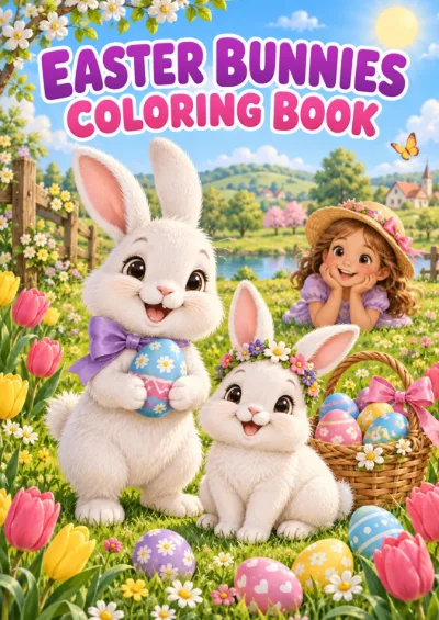 Easter Bunnies - Colouring Book (30 pages)