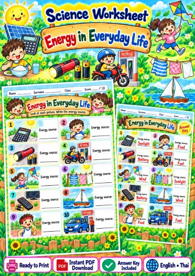 Energy in Everyday Life - Name the Energy Source