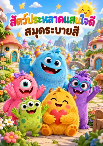สมุดระบายสีสัตว์ประหลาดแสนใจดี 30 หน้า