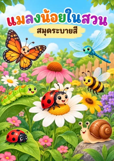 สมุดระบายสีแมลงน้อยในสวน ชุดที่ 2 30 หน้า