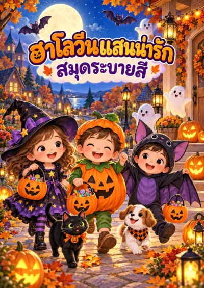 สมุดระบายสีฮาโลวีนแสนน่ารัก 30 หน้า