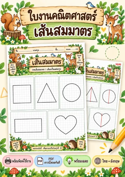 ใบงานเส้นสมมาตร วาดเส้นสมมาตร