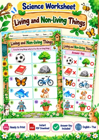 Living and Non-living Things - Circle and Cross