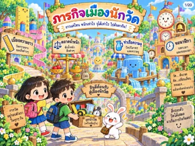สื่อการสอนคณิตศาสตร์ ภารกิจเมืองนักวัด: ความยาว น้ำหนัก ความจุ และเวลา