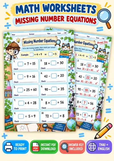 Missing Number Equations - Solve and Check