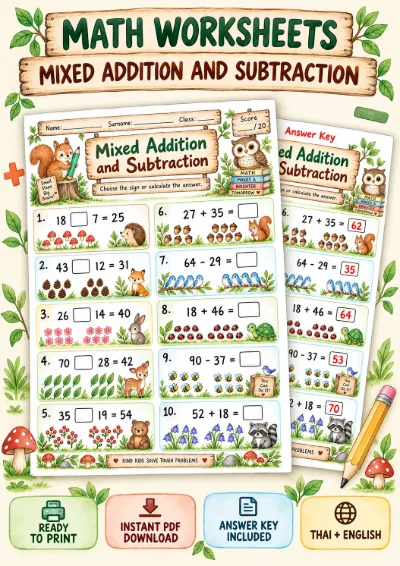 Mixed Addition and Subtraction - Choose the Sign