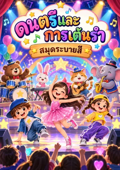 สมุดระบายสีดนตรีและการเต้นรำ 30 หน้า
