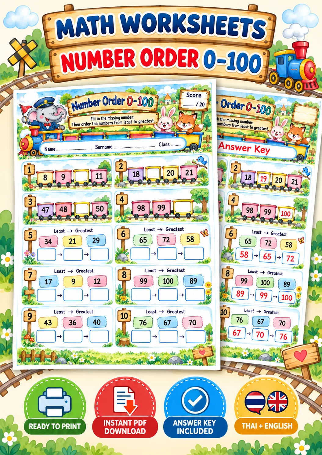Cover artwork for Number Order 0-100 - Fill and Order, Grades 1-3
