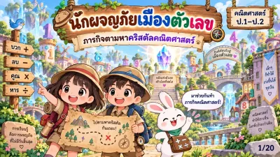 สื่อการสอนคณิตศาสตร์ นักผจญภัยเมืองตัวเลข: เปรียบเทียบ บวก และลบ