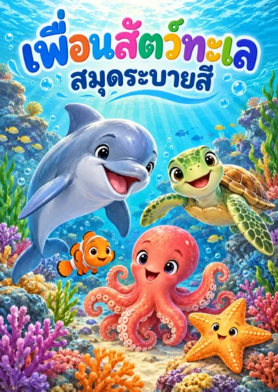 สมุดระบายสีเพื่อนสัตว์ทะเล 30 หน้า