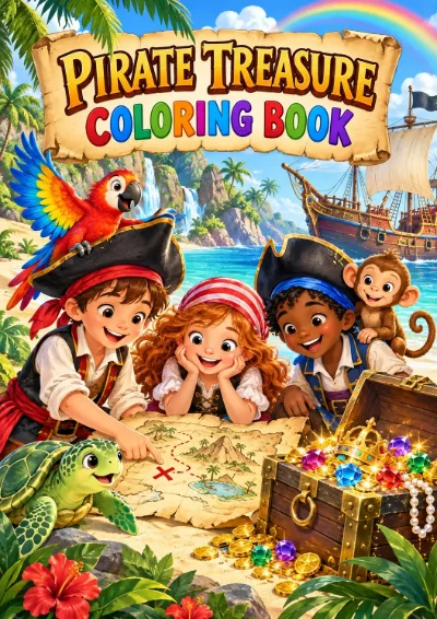 Pirate Treasure - Colouring Book (30 pages)