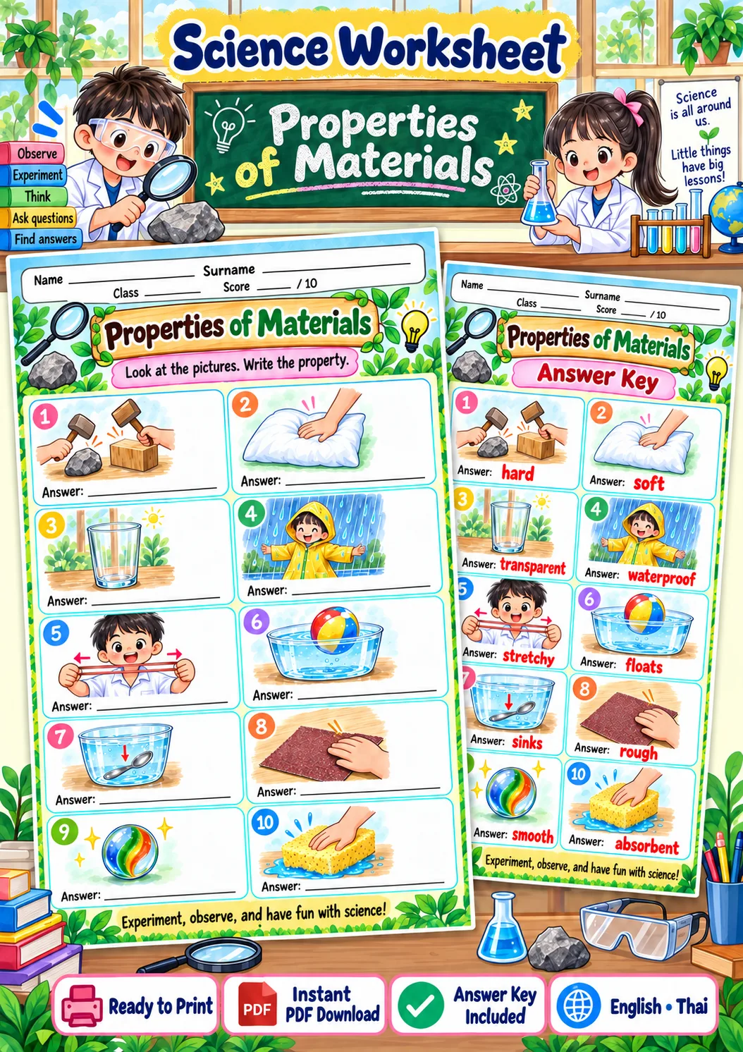 Cover artwork for Properties of Materials - Write the Property, Grades 1-3