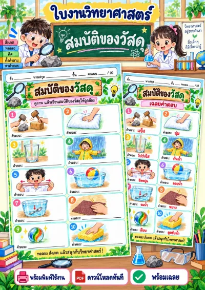 ใบงานสมบัติของวัสดุ เขียนสมบัติของวัสดุ