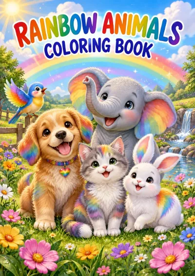 Rainbow Animals - Colouring Book (30 pages)