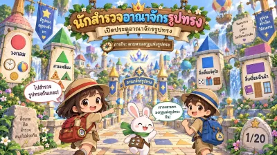 สื่อการสอนคณิตศาสตร์ สำรวจอาณาจักรรูปทรง: รูปทรง 2 มิติและ 3 มิติ