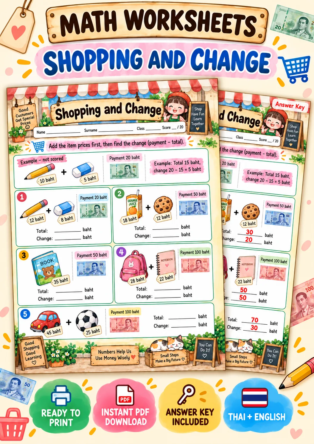 Cover artwork for Shopping and Change - Find the Change, Grades 1-3