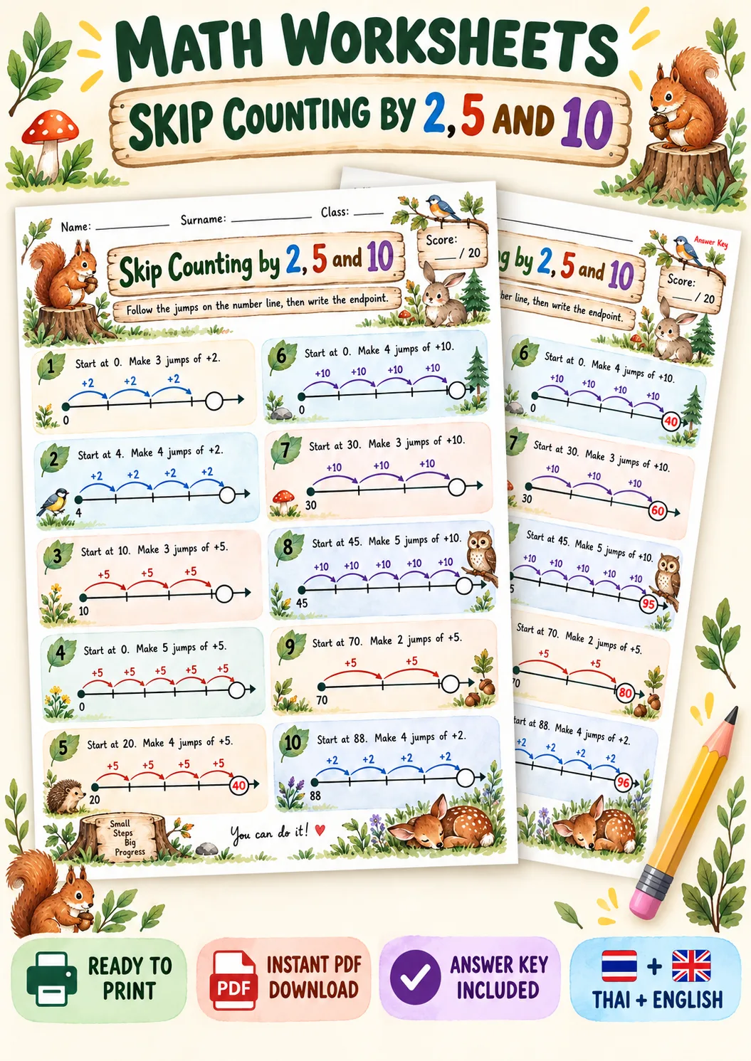 Cover artwork for Skip Counting by 2, 5 and 10 - Skip Count on a Number Line, Grades 1-3