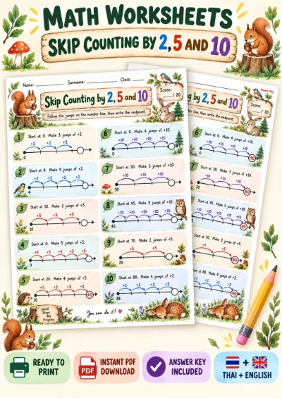 Skip Counting by 2, 5 and 10 - Skip Count on a Number Line