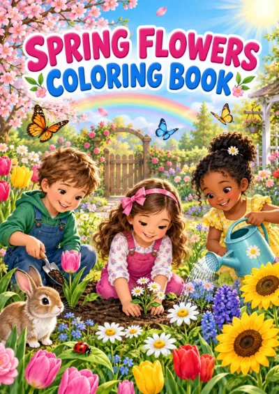 Spring Flowers - Colouring Book (30 pages)