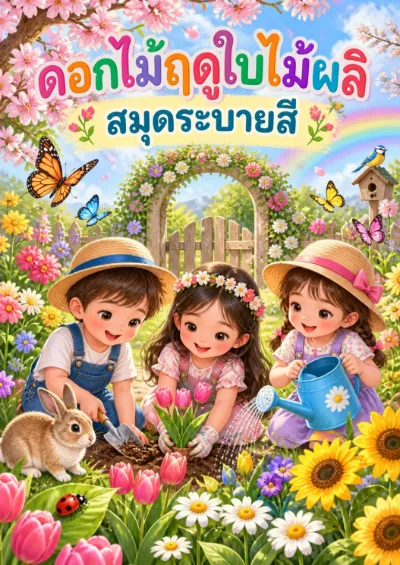 สมุดระบายสีดอกไม้ฤดูใบไม้ผลิ 30 หน้า