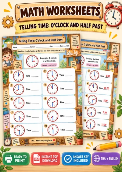 Telling Time: O'clock and Half Past - Read the Clock