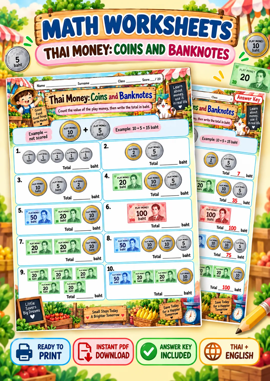 Cover artwork for Thai Money: Coins and Banknotes - Count Money, Grades 1-3
