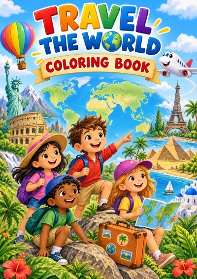 Travel the World - Colouring Book (40 pages)