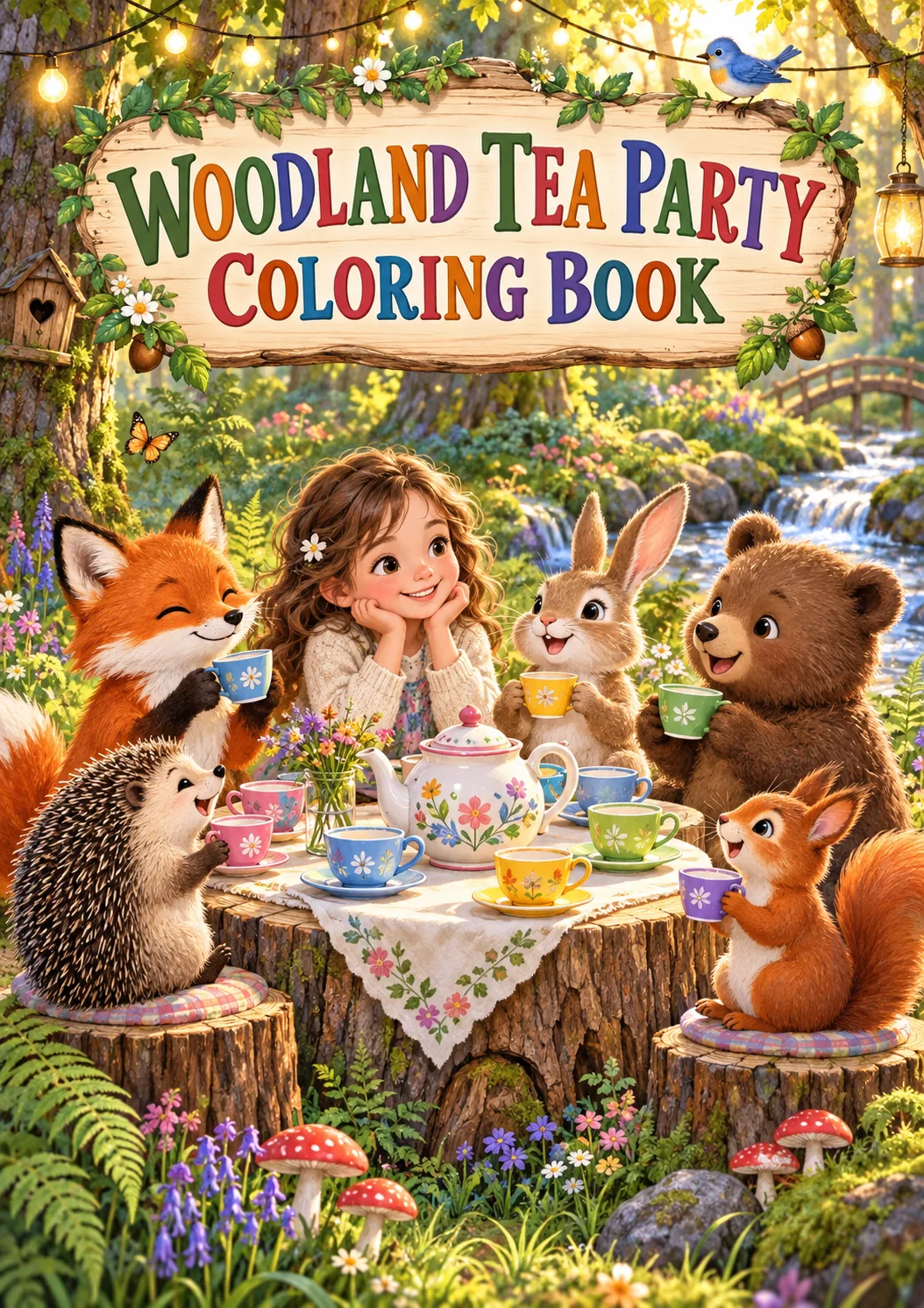 Cover artwork for Woodland Tea Party - Colouring Book (30 pages), Grades 1-3