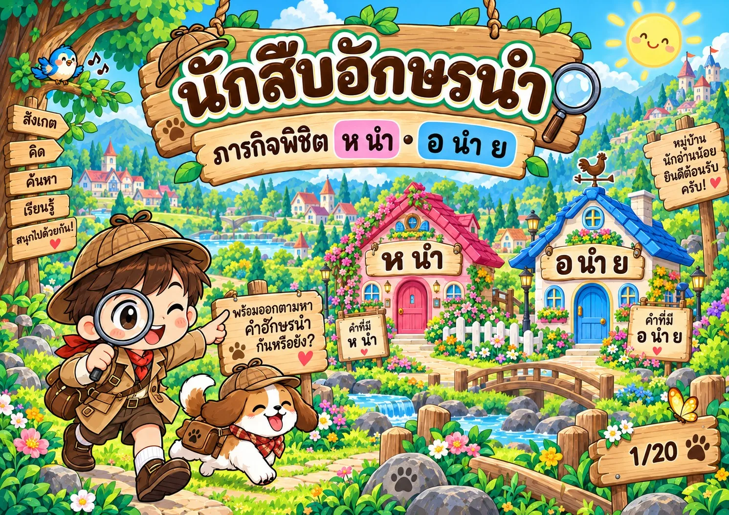 รูปหน้าปกของ สื่อการสอนภาษาไทย นักสืบอักษรนำ: ห นำ และ อ นำ ย ระดับ ป.1-ป.3