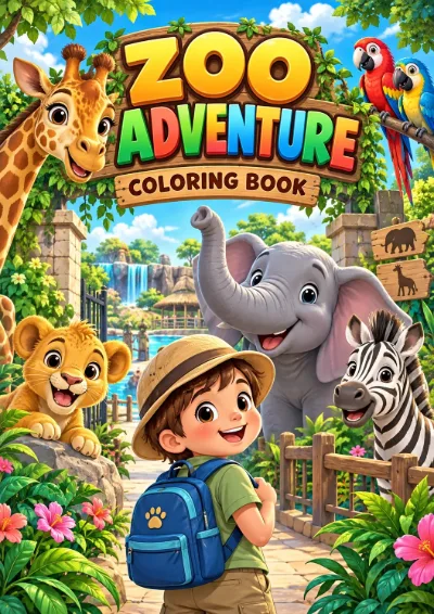 Zoo Adventure - Colouring Book (30 pages)